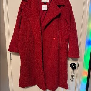 AE Teddy Bear Trench Coat, Red XXL